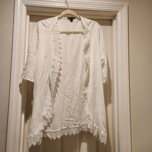 Moral fiber white with lace trim cover
